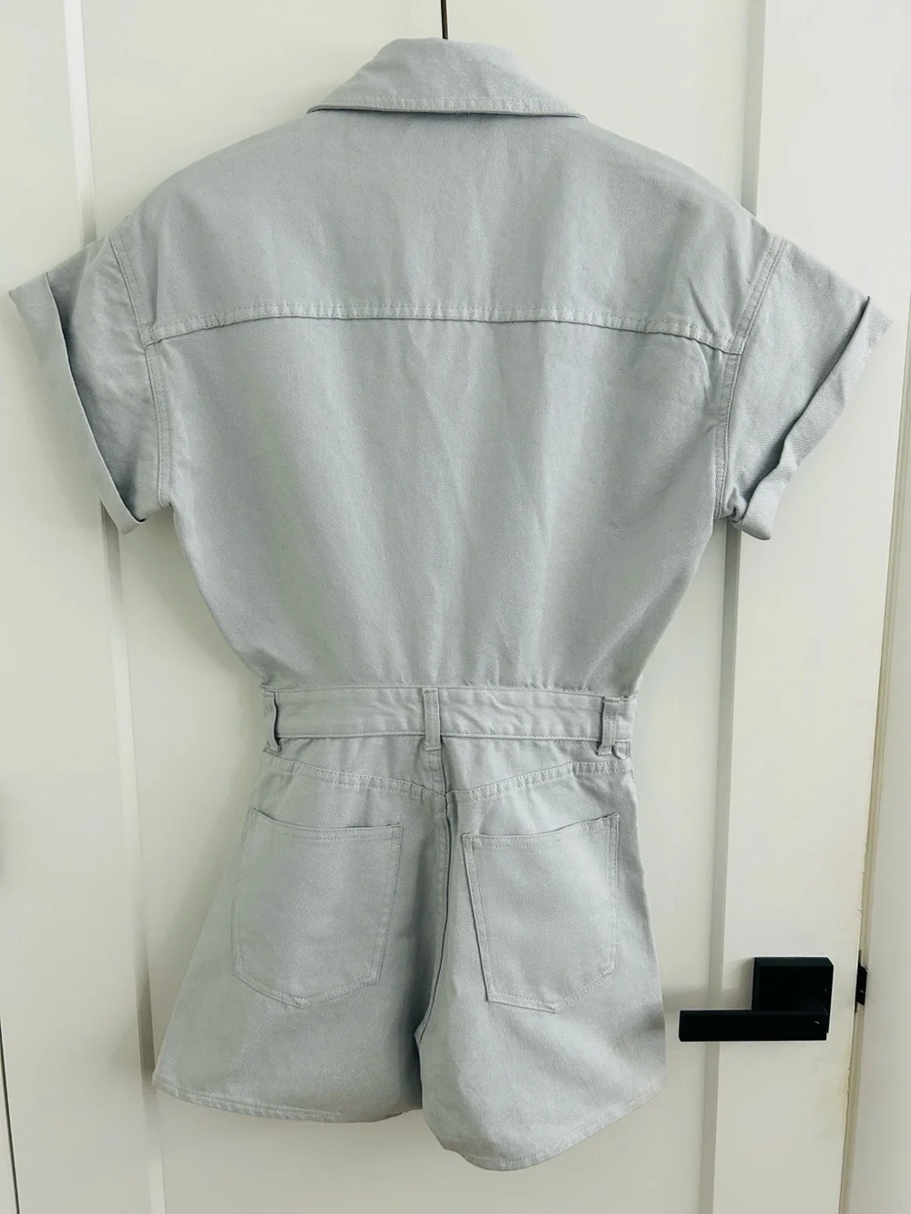 NWOT ZARA Metallic Denim Dusty Blue / Gray Shimmer  Romper |Size XS - Picture 5 of 11